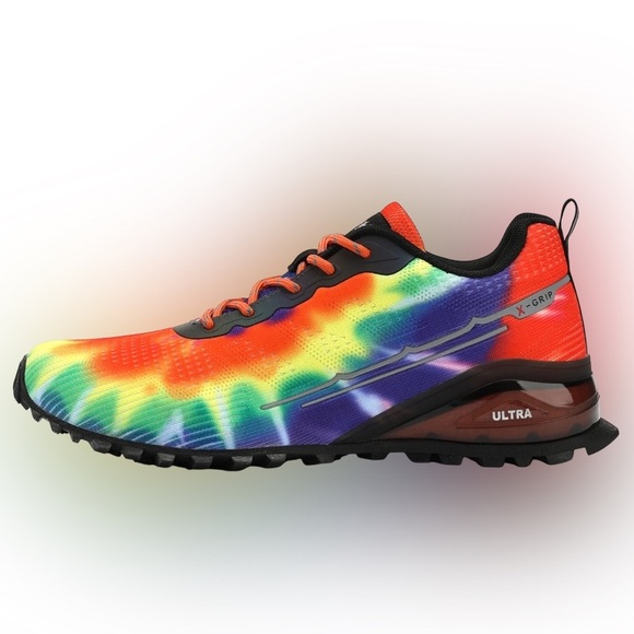 Kricely Trail Running Shoes Mens 14 Tie Dye Rainbow Hiking Tennis Pride Sneakers - Picture 2 of 5